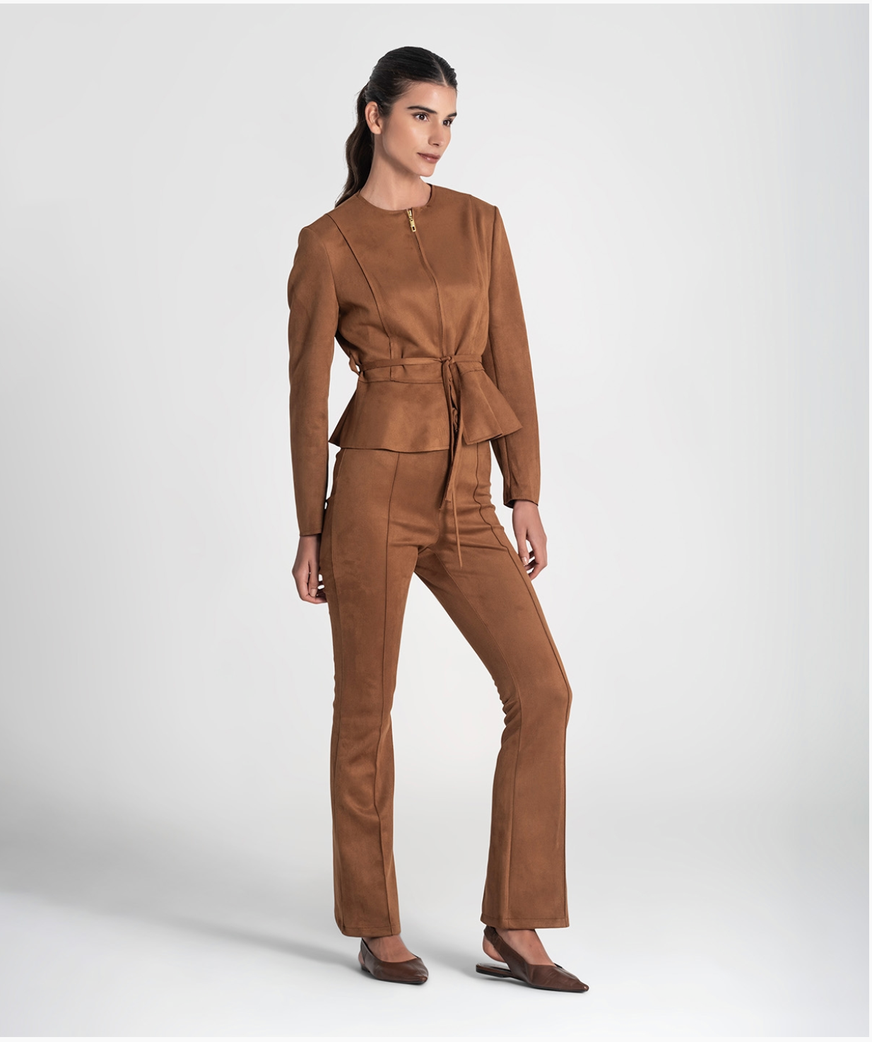 Short coat with ruffle hem