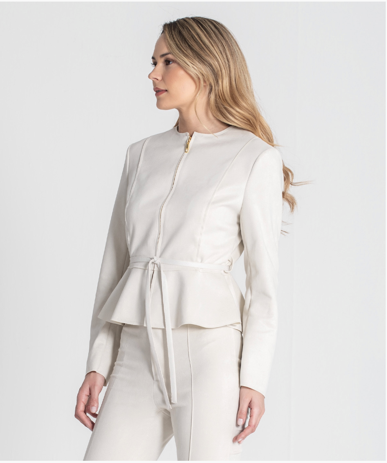 Short coat with ruffle hem