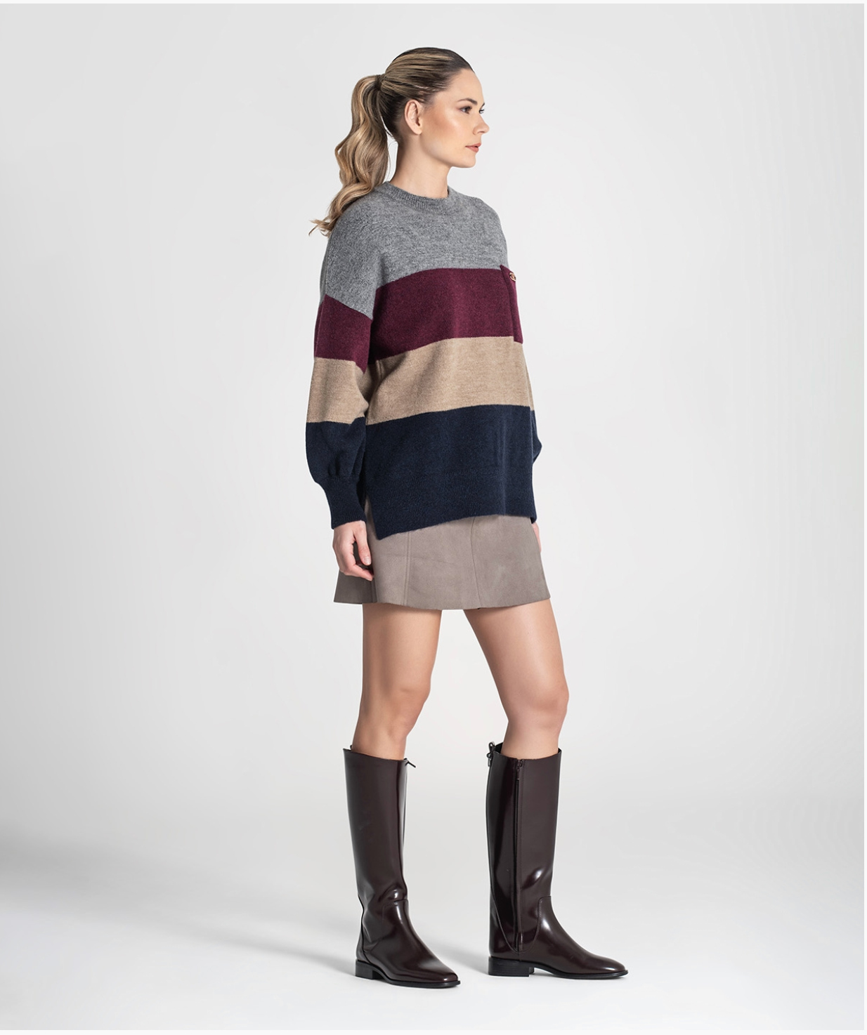 Striped sweater with front pocket