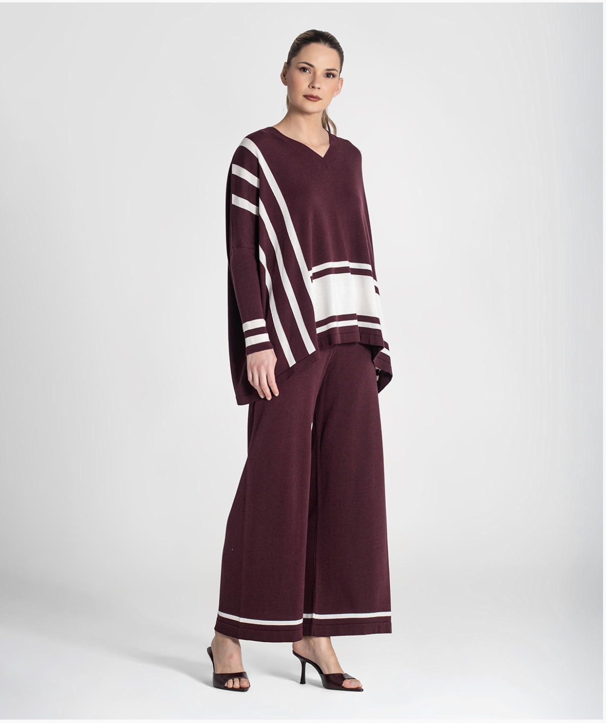 V-neck sweater with stripes