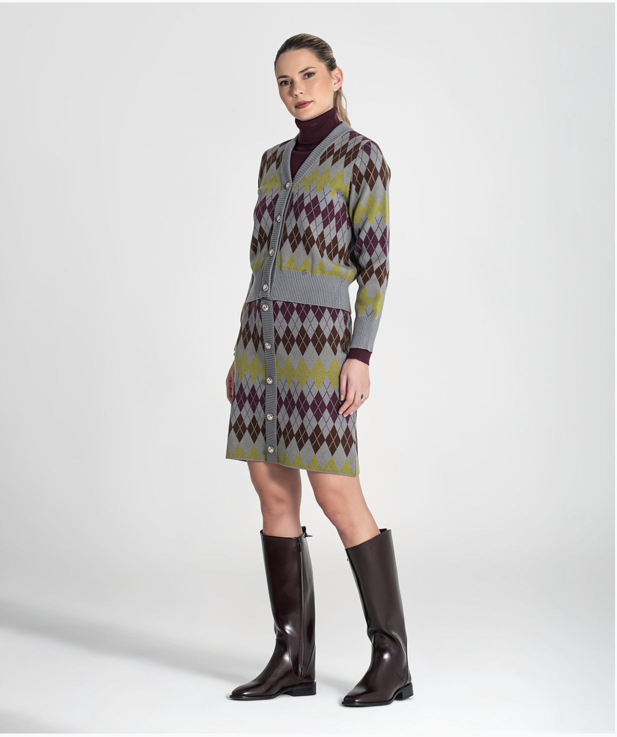 Short cardigan with jacquard