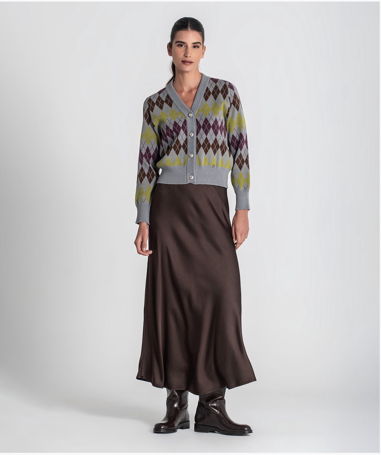 Short cardigan with jacquard