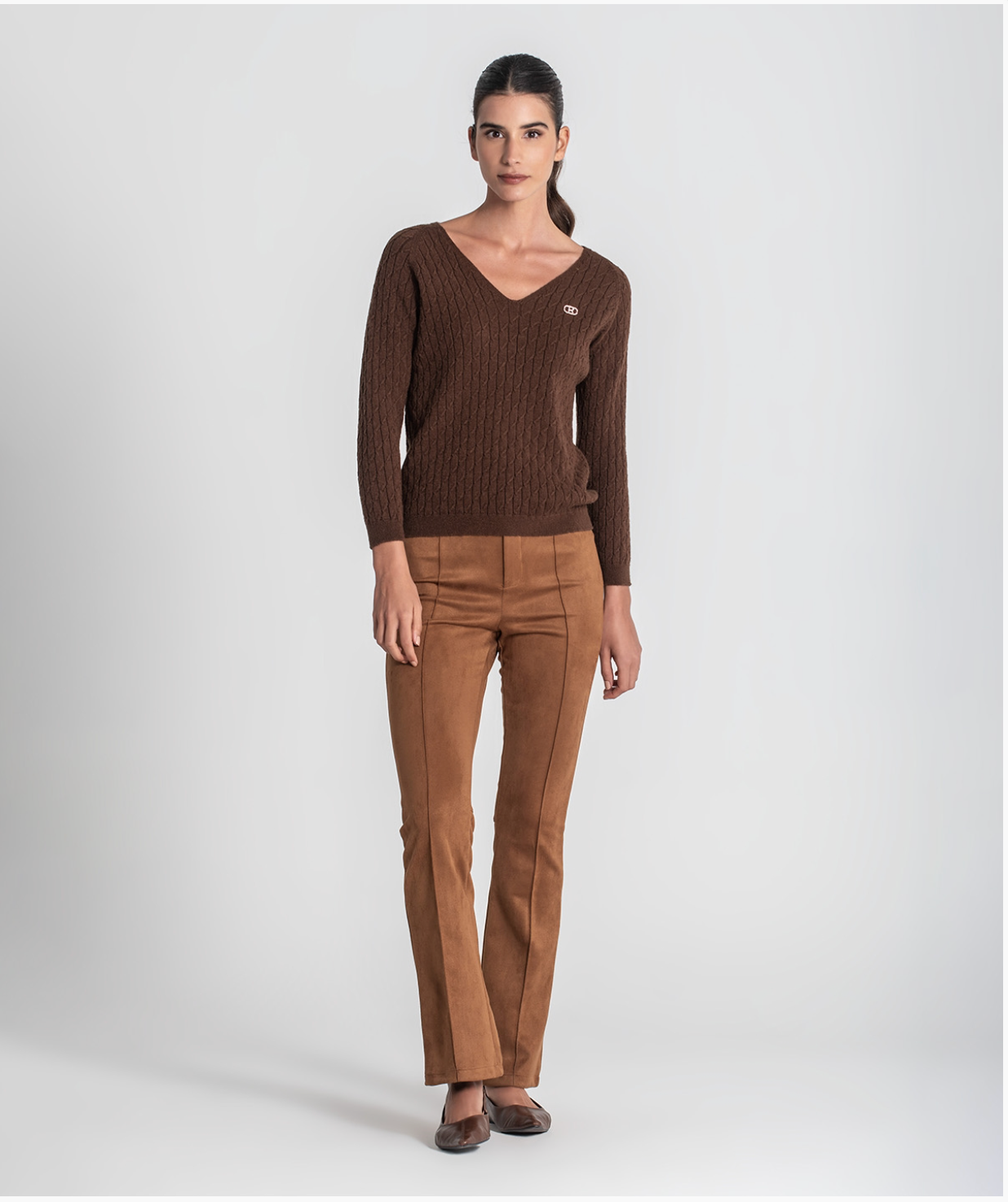 V-neck sweater with braids