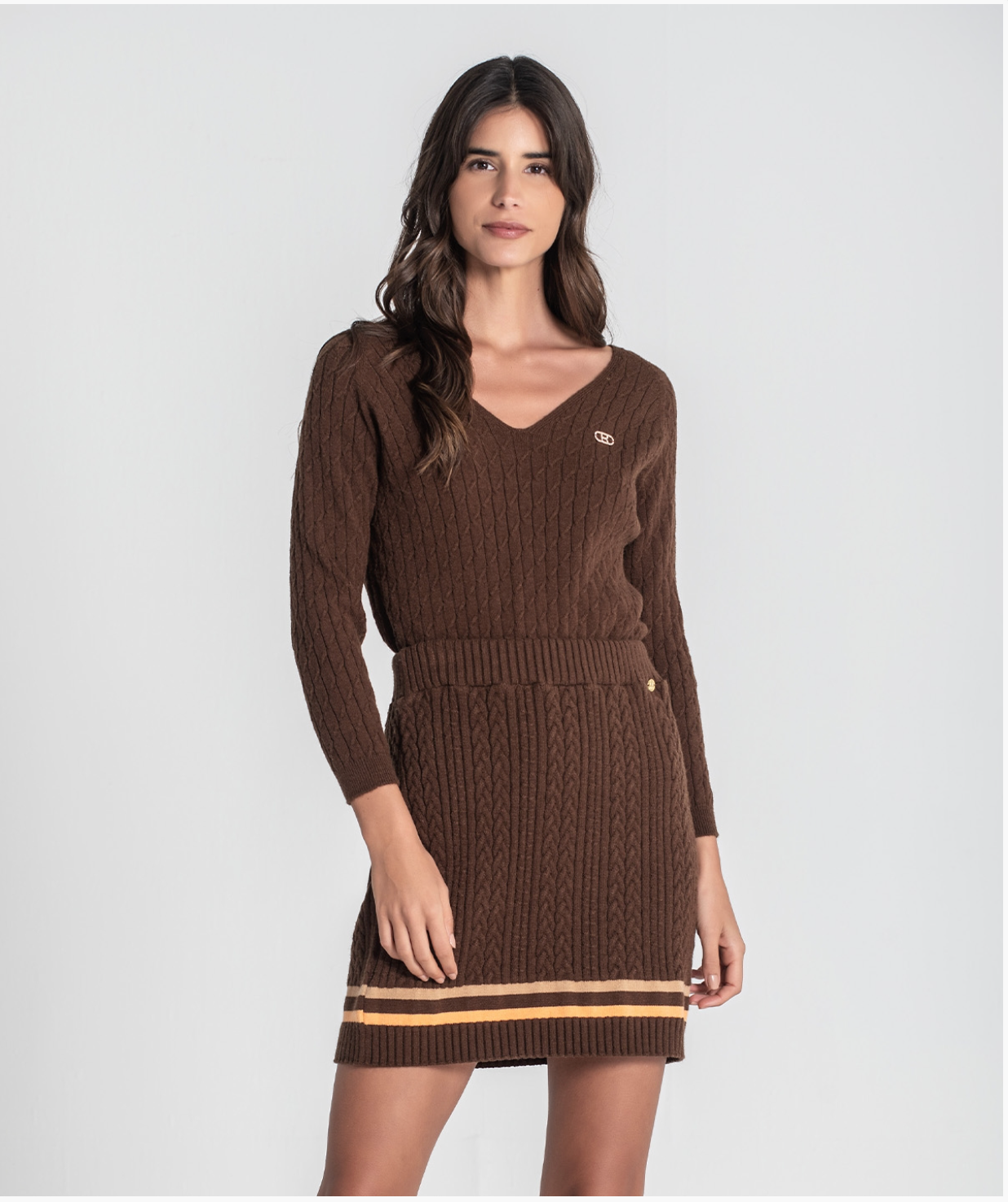 V-neck sweater with braids