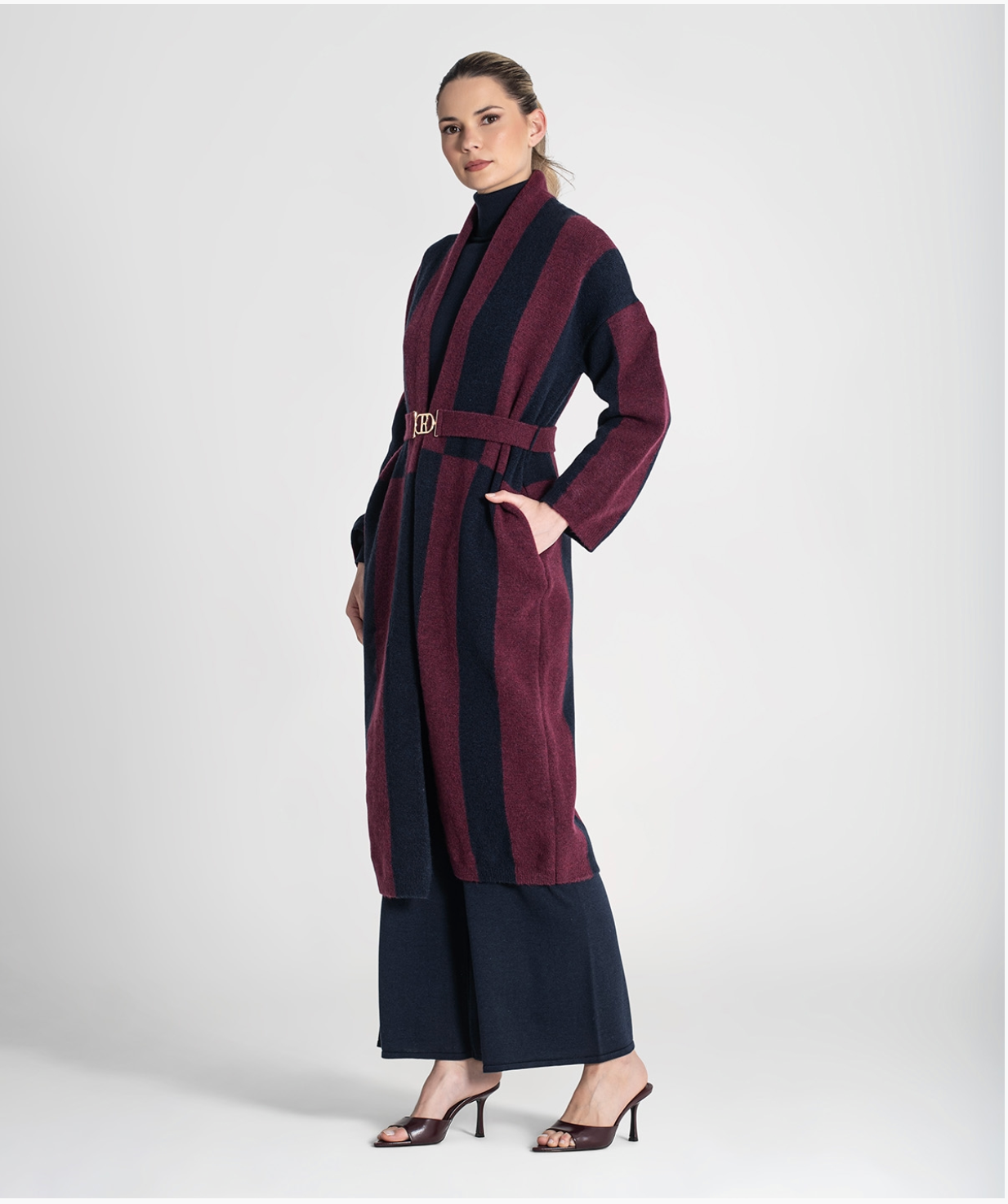 Two-tone long cardigan
