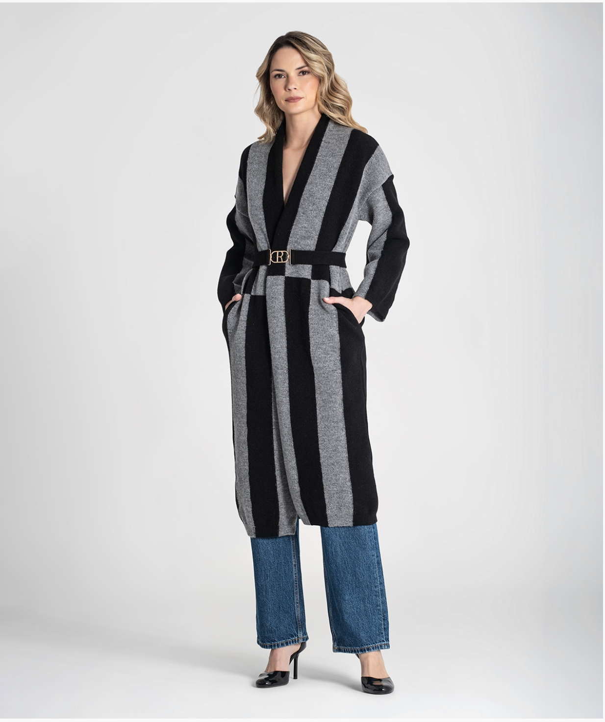 Two-tone long cardigan
