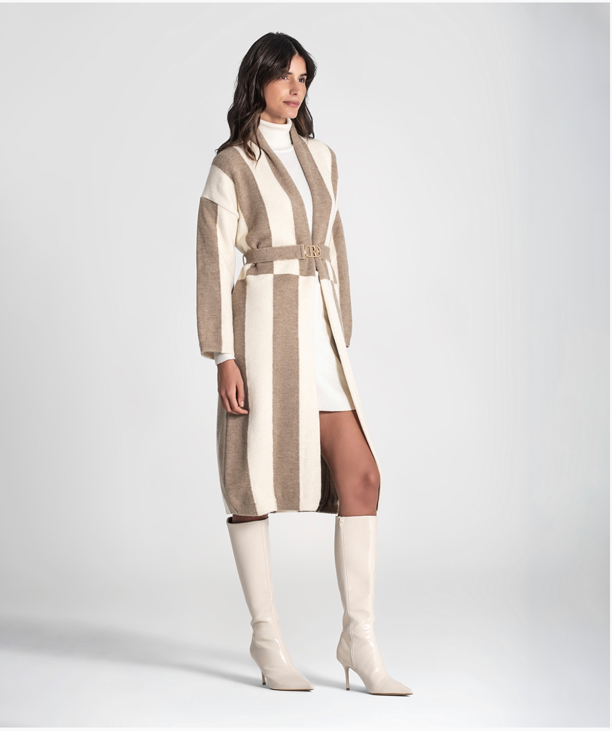 Two-tone long cardigan