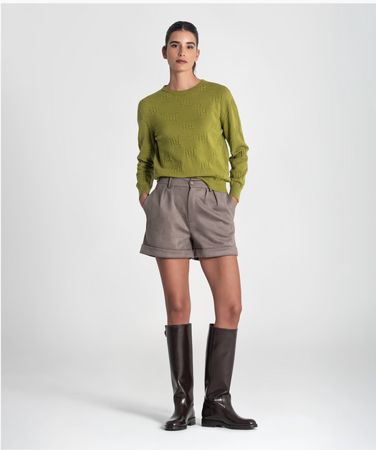 Sweater with embossed "rr" texture