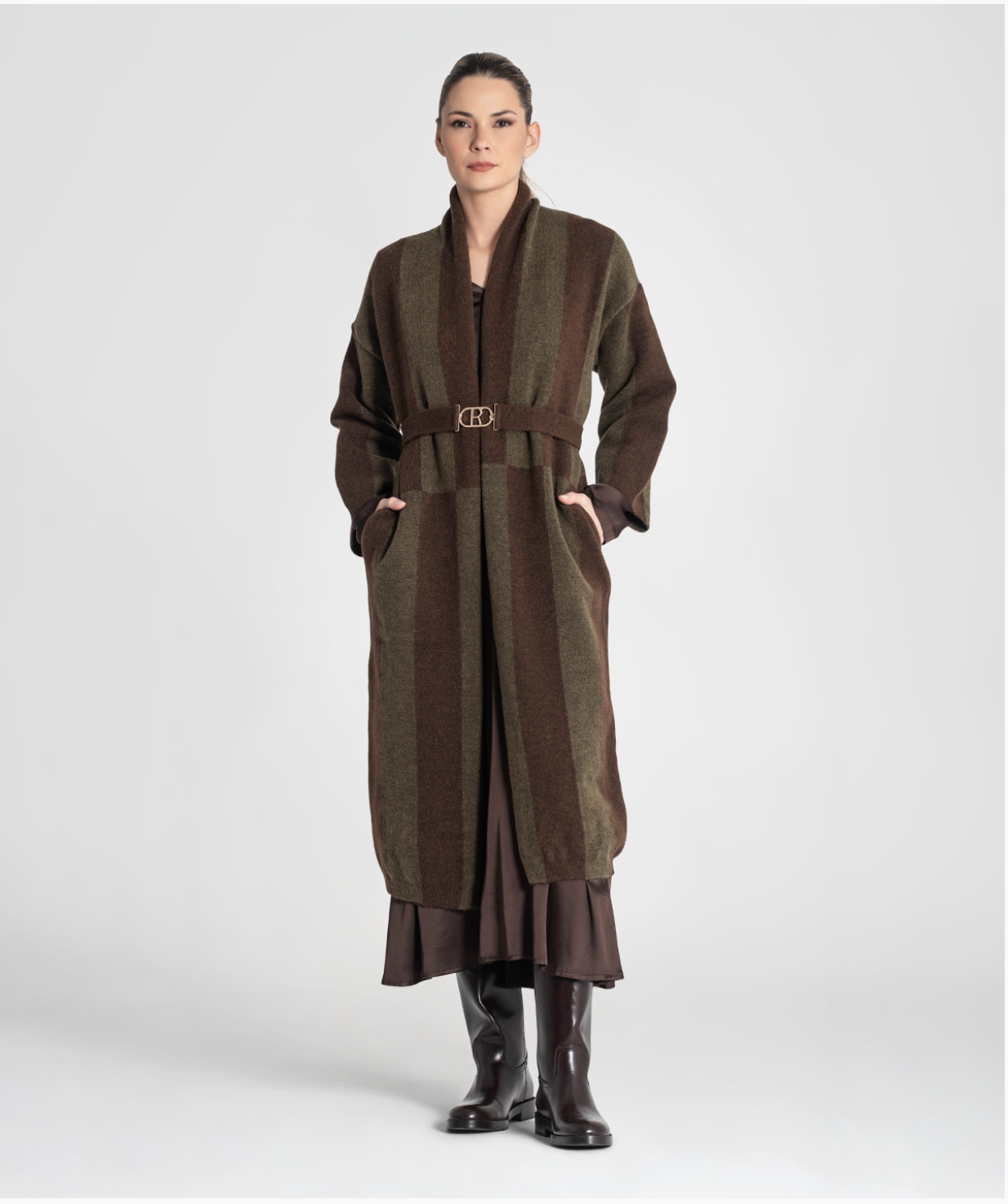 Two-tone long cardigan