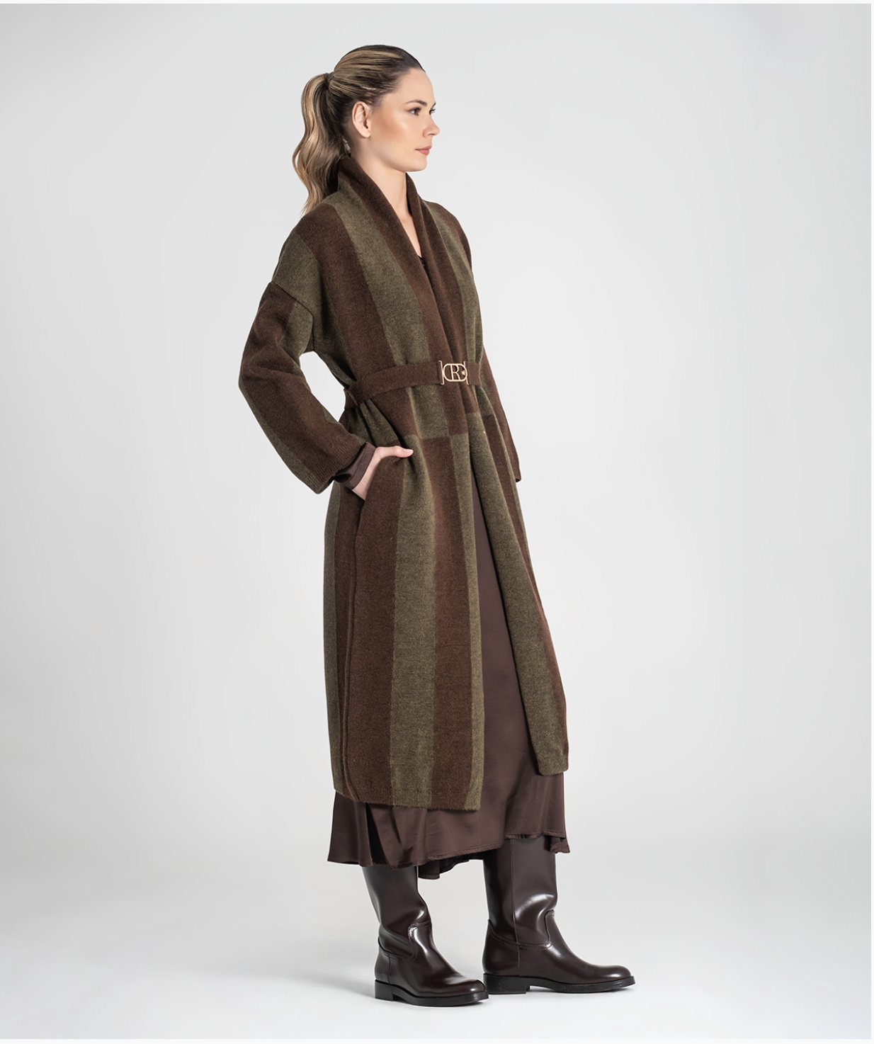 Two-tone long cardigan