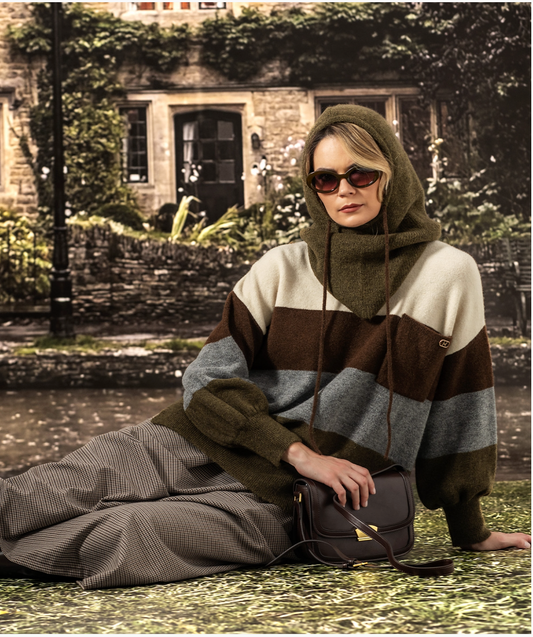 Striped sweater with front pocket