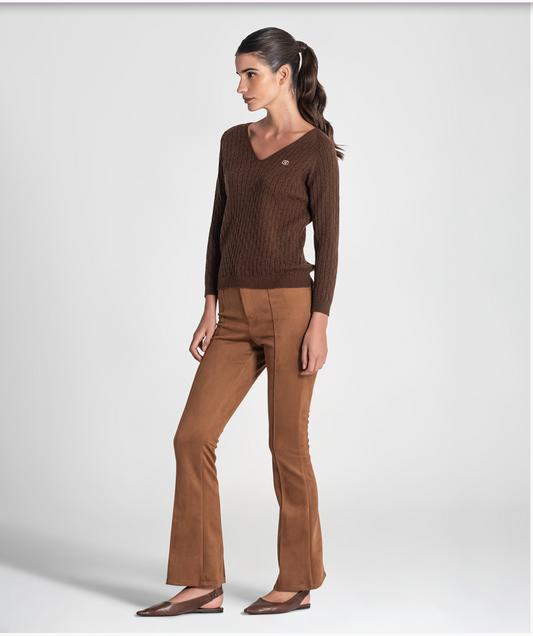 V-neck sweater with braids